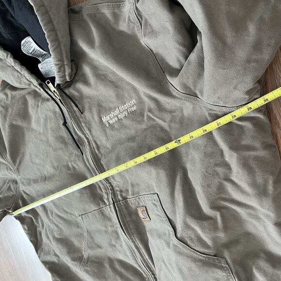 VTG Carhartt Men's J130 Hooded Lined Canvas Work Jacket Size 2XL Brown LOGO - Picture 13 of 13